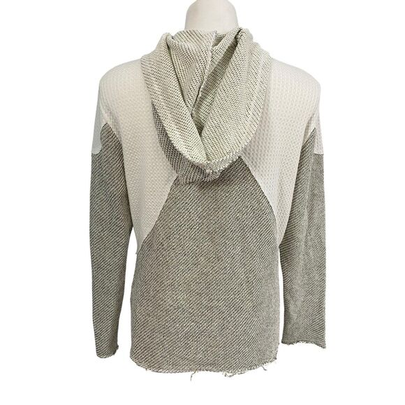 Daytrip Sweater Womens Size Medium Hooded Lattice Knit Athleisure Distressed - Picture 4 of 13
